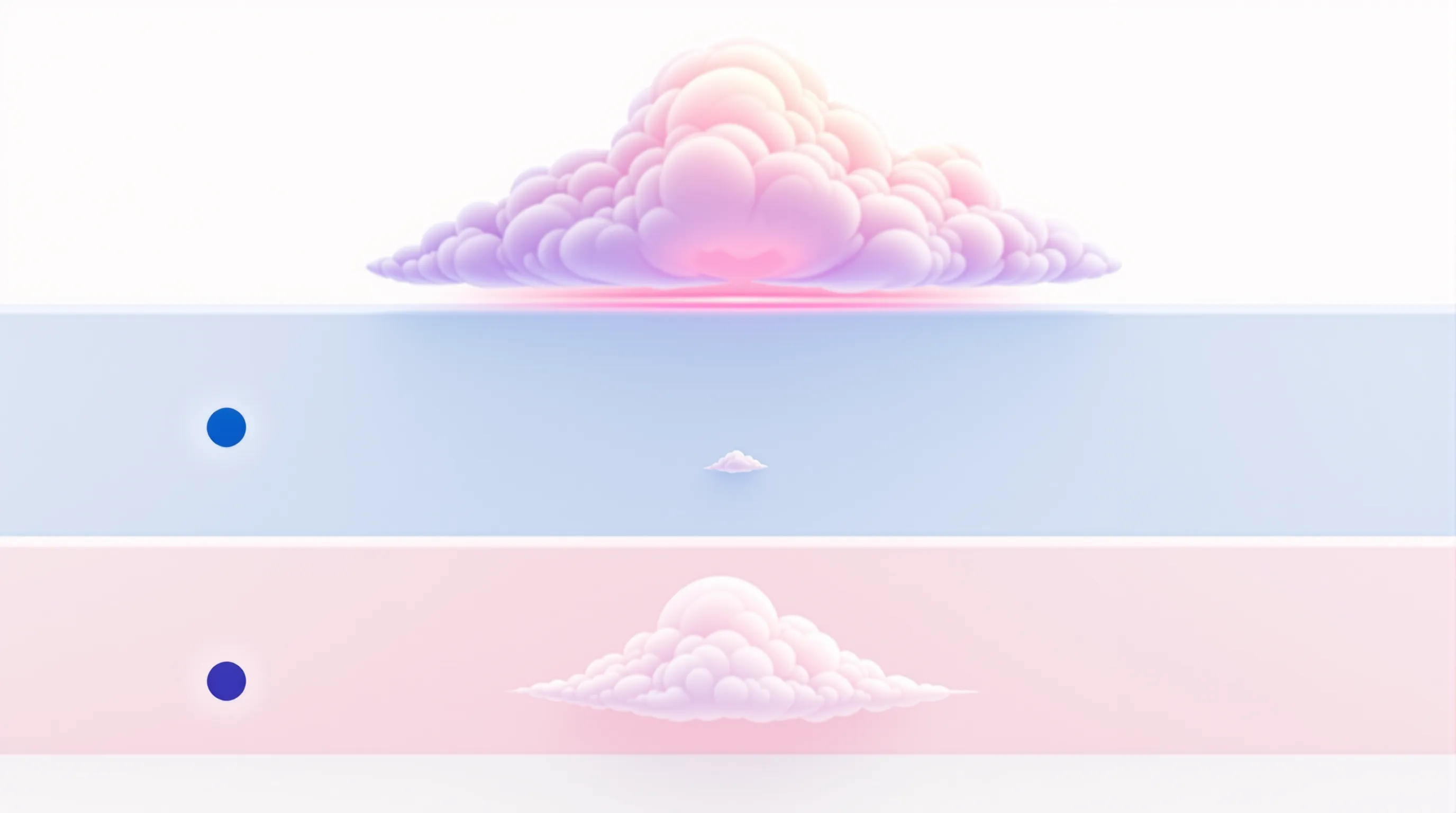 Three stacked cloud baselines on cool white showing a tall magenta-glowing GH-response cloud over two flat low wisps for the cortisol and prolactin axes