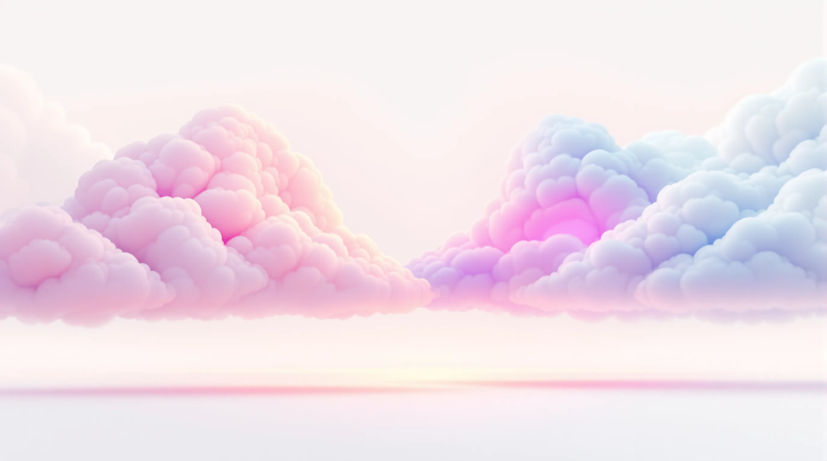 Two soft pastel clouds, one rose and one blue, merging at the center into a taller magenta-glowing swell to depict the ipamorelin plus CJC-1295 combined GH release